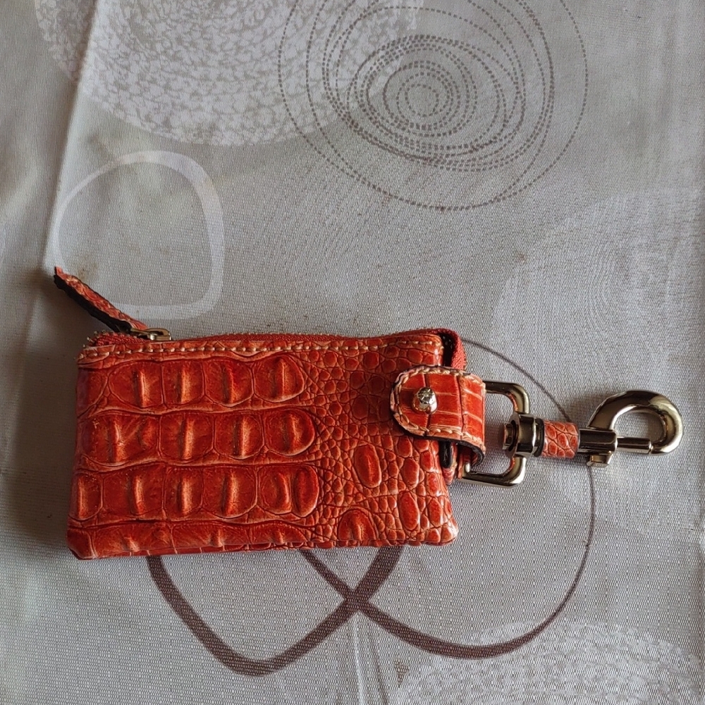 Maya Orange Croc-Embossed Key & Card Holder